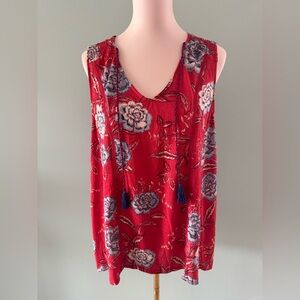 NWOT Knox Rose Red and Blue Blouse with Elegant Design XL